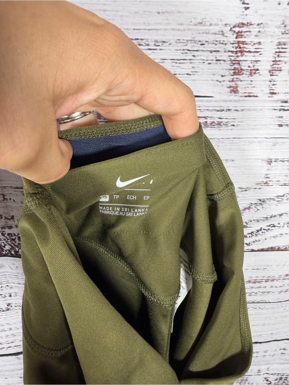 Nike Dri-FIT Colorblock Leggings Olive Green Gray Blue XS